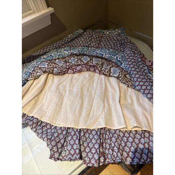 Calypso St Barth Tiered mixed print lined Cotton maxi full Skirt blue brown sz S - Picture 10 of 13